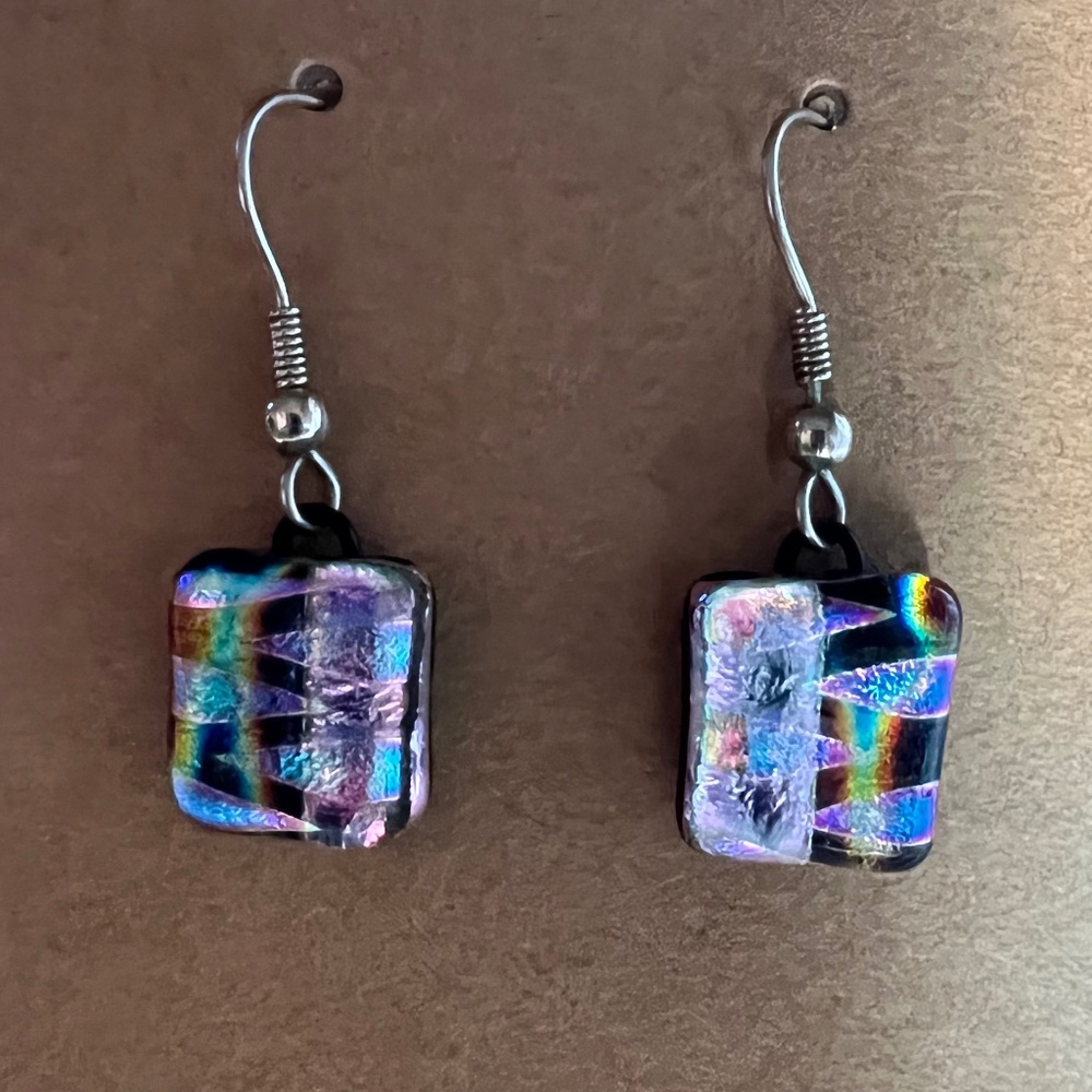 one of a kind handmade iridescent earrings